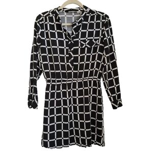 RD Style Dress M Medium Black Check Henley